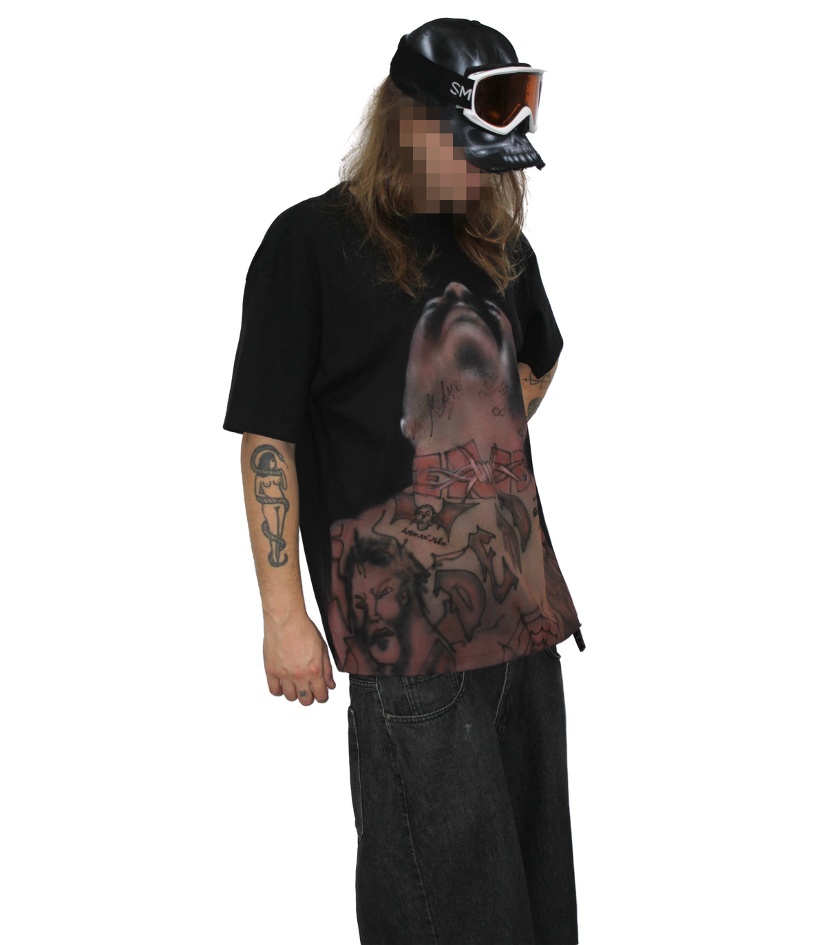 BODY AIRBRUSHED CUSTOM NEW BLACK BAGGY TEE