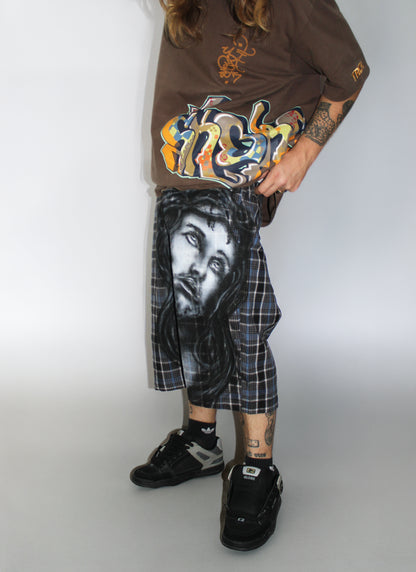 JESUS LORD AIRBRUSHED CUSTOM VINTAGE QUICKSILVER SHORT PANTS
