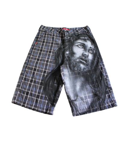 JESUS LORD AIRBRUSHED CUSTOM VINTAGE QUICKSILVER SHORT PANTS