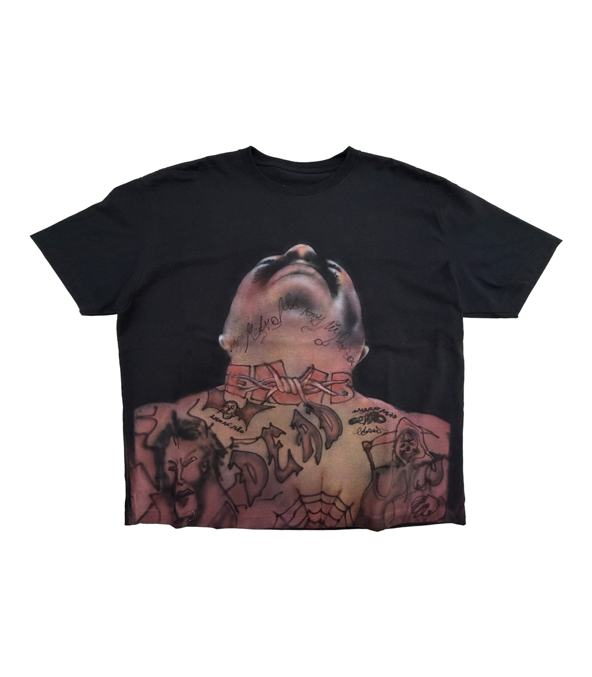 BODY AIRBRUSHED CUSTOM NEW BLACK BAGGY TEE